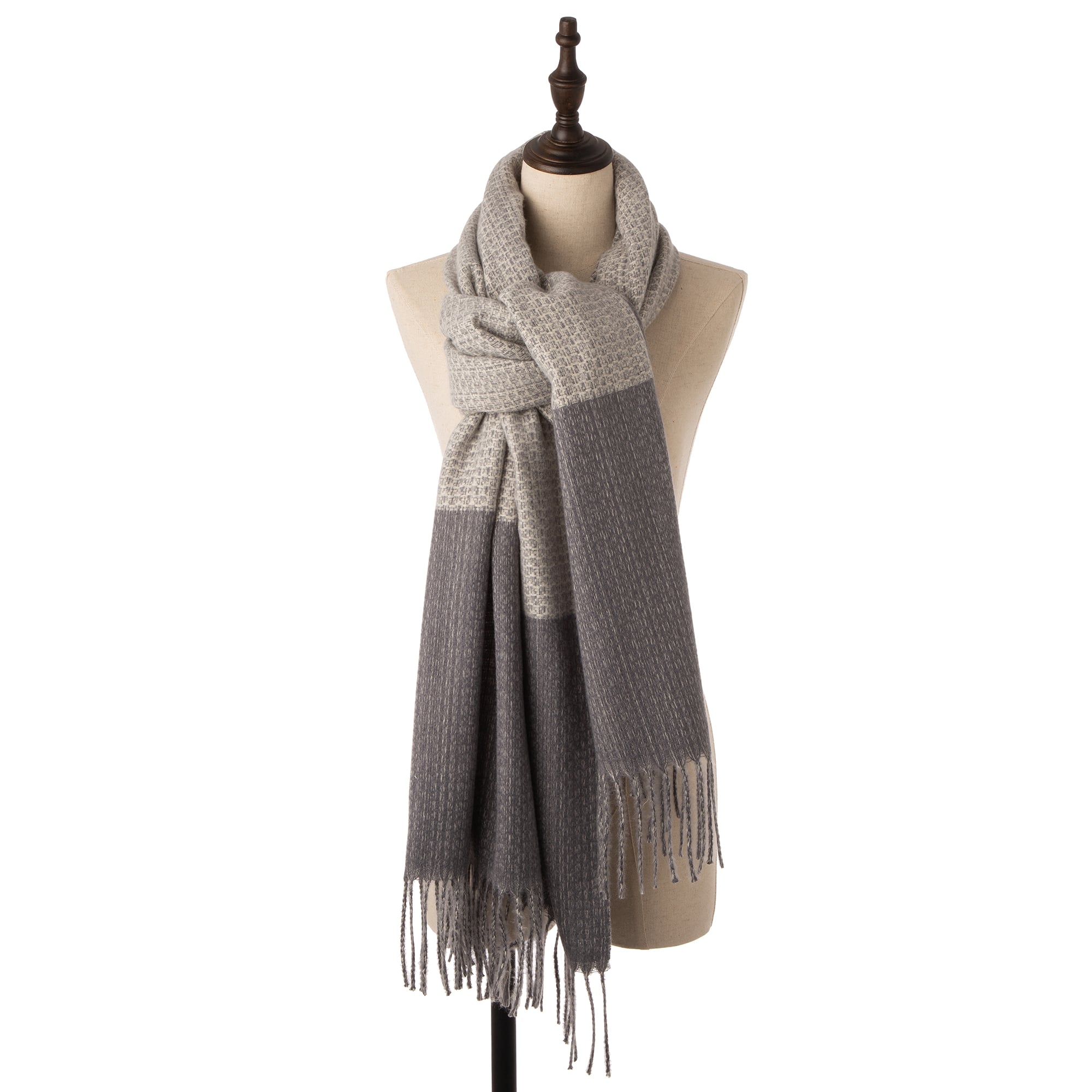Glitzhome® 75" Gray Scarf with Tassels
